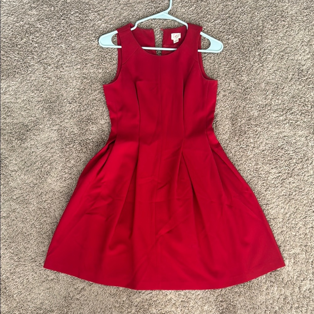 LOFT Red Sleeveless Midi Dress